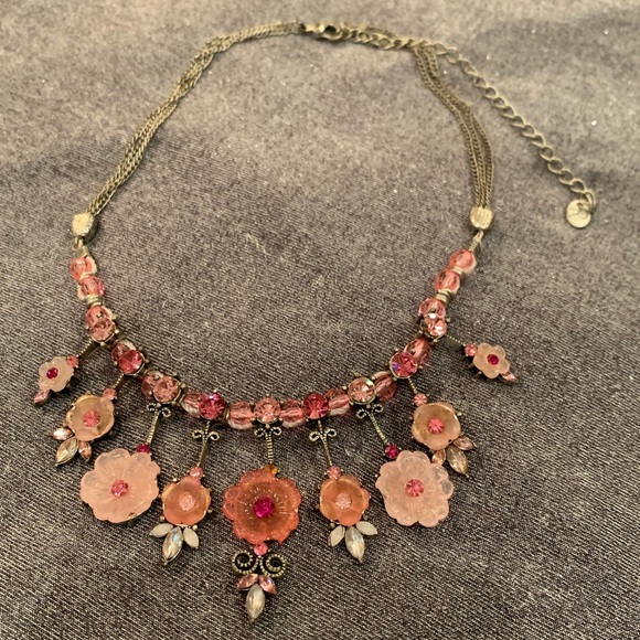 🆕🔥Delicate Necklace Set Peach&Pink Flowers - Picture 5 of 6